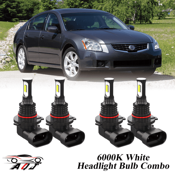 6000K White LED Headlight Bulbs Combo Kit For Nissan Maxima 2004 2005 2006 2007 2008