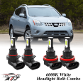 thumbnail image 1 of 6000K White LED Headlight Bulbs Combo Kit For Nissan Rogue 2008-2013, 1 of 12