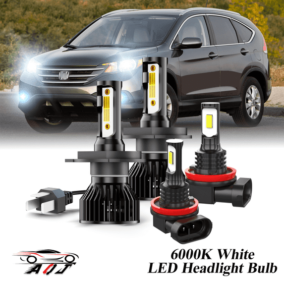 6000K White LED Headlight Bulbs + Foglighs Combo Kit For Honda CRV CR-V 2007-2014