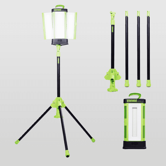 6000LM LED Work Light, 6500K, Triple Lights with 360° Rotating, 3 Modes, 4800mAh Rechargeable Work Light with Folding Tripod, working stand telesope pole, Hook, Camping Light for Hiking