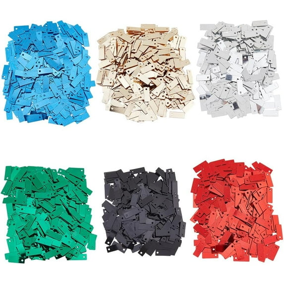 6000PCS Flat Sequin Paillettes 6 Colors Rectangle Loose Paillette 10.5x4mm Assortment PVC Large Sequins and Spangles for Garment Embroidery Applique Knitting Arts Crafts Colorful