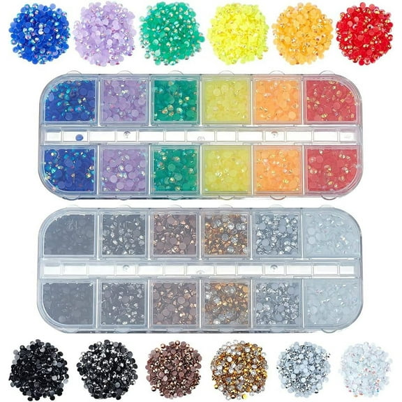 6000Pcs 12Colors Resin Rhinestones Gemstones 3mm Mini Rhinestone Resin Fillers Rhinestone Cabochons Diamond Crystals Beads Resin Accessories Supplies for DIY Decoration and Nail Arts