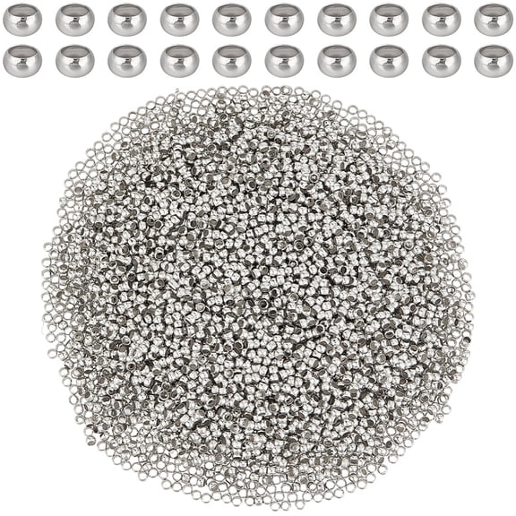 6000Pcs Brass Crimp Beads Tube Silver 2x1.2mm Hole: 1.2mm