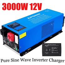 3000W 12V Pure Sine Wave Inverter Charger, 9000W Peak Power, Low Frequency DC to AC Converter with LCD Display, Battery Charger, Automatic Transfer Switch, ETL Certified to UL 1741 for Home, RV