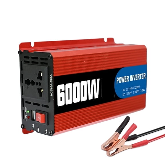 6000W Car Inverter DC 12V To AC 110/220 Converter Car Power Adapter 12V/24V/48V For Camping Auto ,Advanced Charging Protection Design
