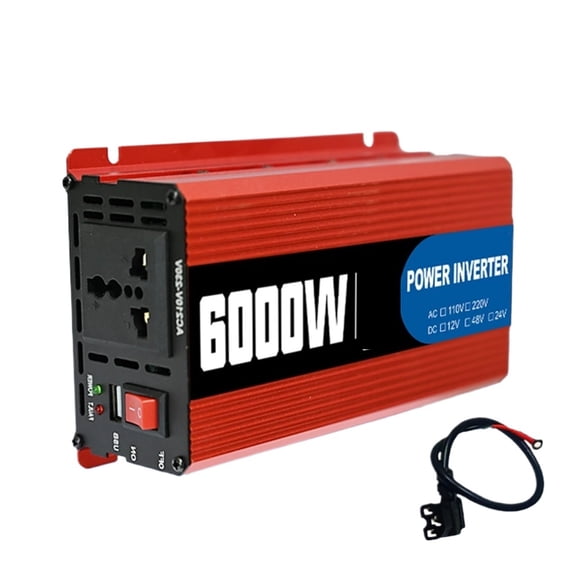 6000W Car Inverter DC 12V To AC 110/220 Converter Car Power Adapter 12V/24V/48V For Camping Auto ,Easy to Operate