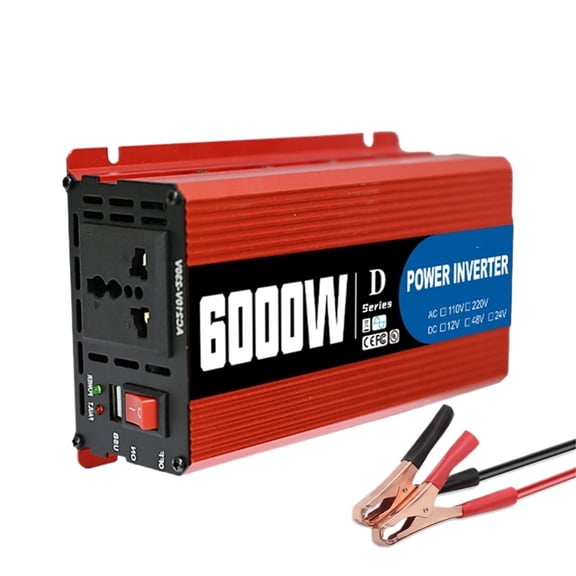 6000W Car Inverter DC 12V To AC 110/220 Converter Car Power Adapter 12V/24V/48V For Camping Auto ,Easy to Operate