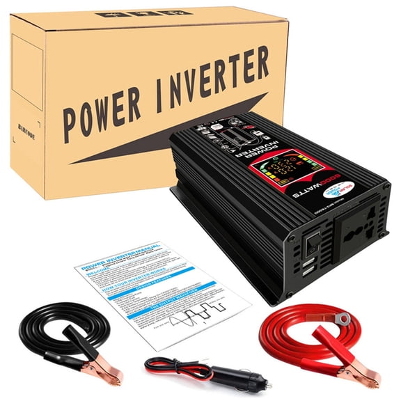 6000W Car Power Inverter, 12V DC to 110V/220V AC Converter with LCD Display, Dual USB Ports, Universal Socket, for Car, RV, Camping