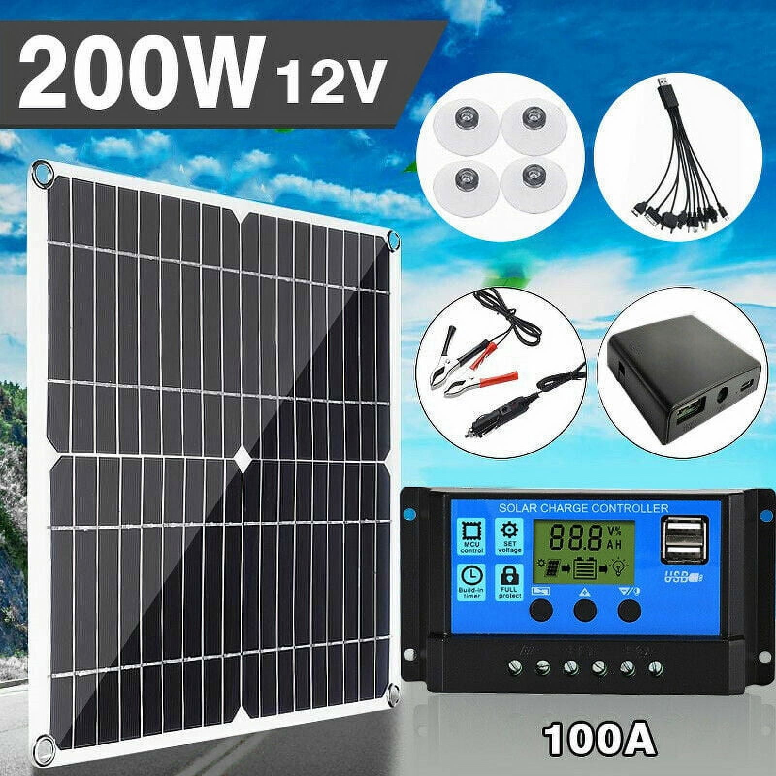 6000W Complete Solar Panel Kit with Controller & Inverter Home 110V Grid System