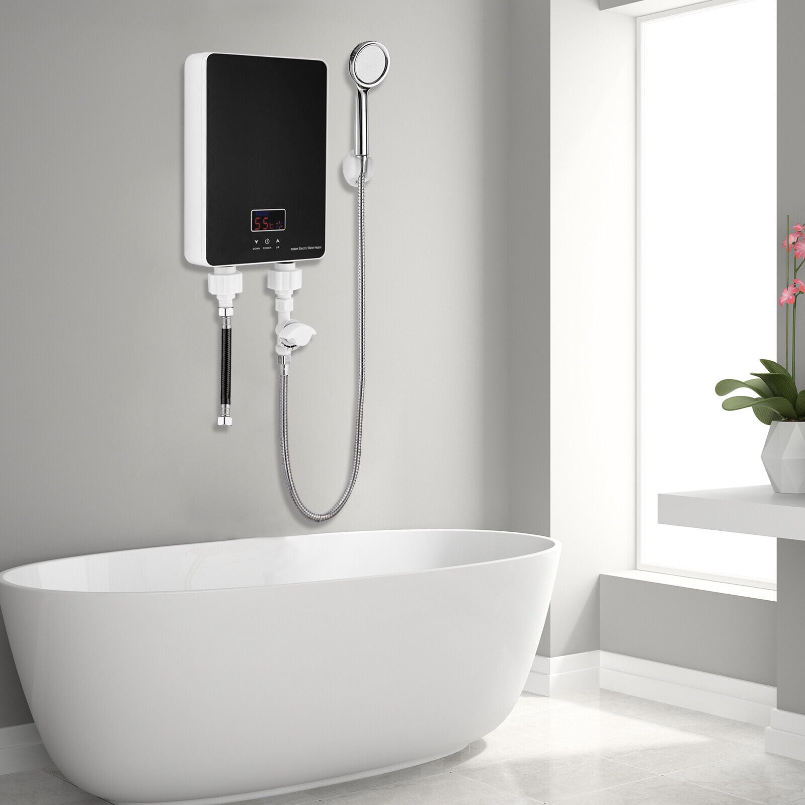 6000W Instant Hot Water Heater Tankless Electric Shower Boiler W/Show