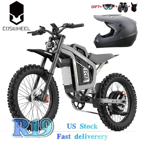 9000W (Peak) COSWHEEL R19 Electric Dirt Bike for Adults – 72V 40AH Removable Battery,19" Tires,60 MPH Top Speed,124 Miles Max Range,Off-Road E-Motorcycle