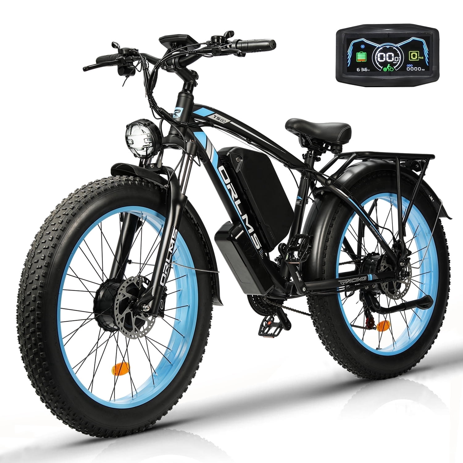 6000W Peak Dual Motor Electric Bike for Adults, 60V 25AH Battery, 45MPH & 100 Miles Range, Full Suspension, 26" x 4.0" Fat Tire Off-Road E-Bike for All Terrain Snow Sand