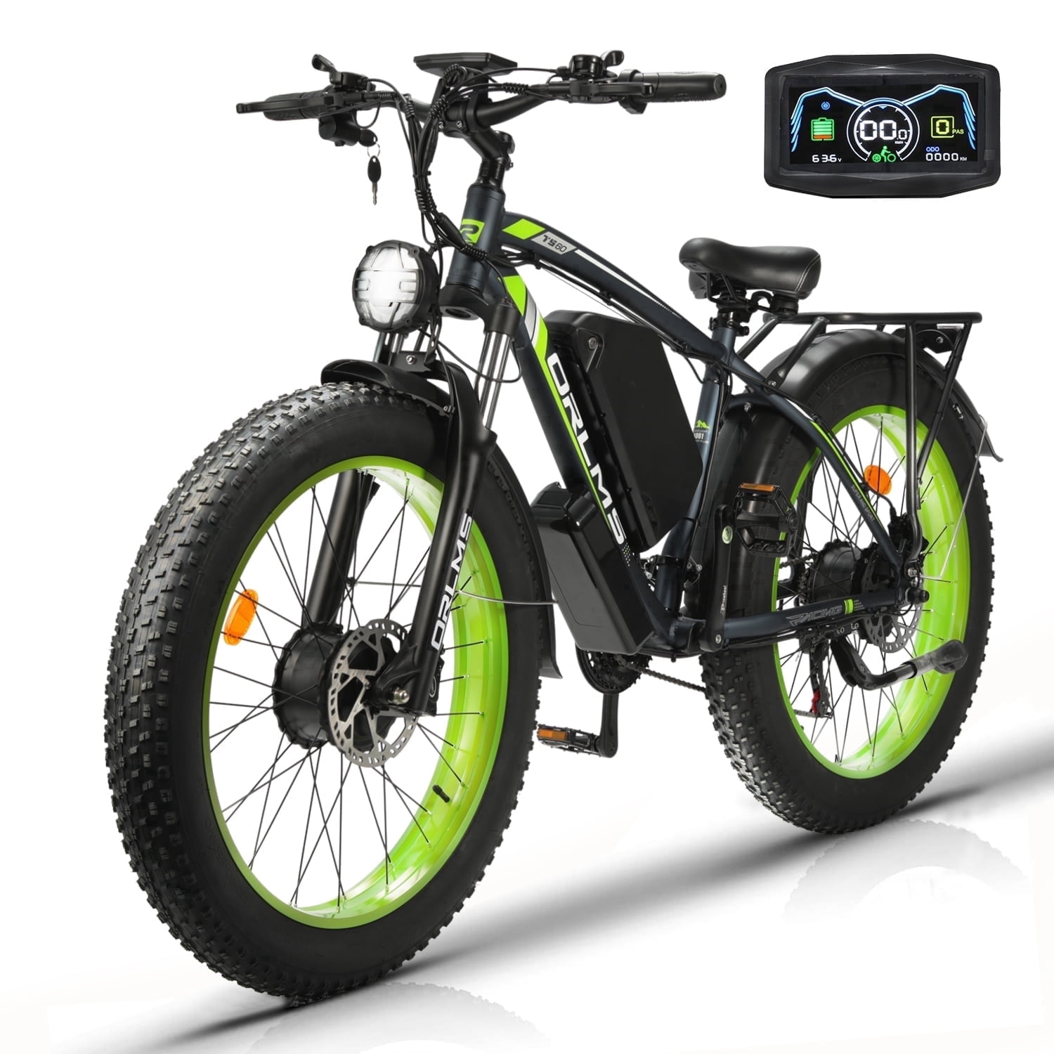 (US in Stock) 6000W Dual Motor Electric Bike for Adults, 60V 25AH Battery, 45-50MPH & 100 Miles Range, Full Suspension, 26" x 4.0" Fat Tire Off-Road E-Bike for All Terrain Snow Sand