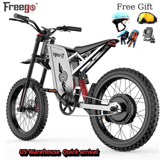 6000W(Peak) Motor 60V/30Ah Battery Freego X2Pro Electric Motorcycle for Adults, Electric Bike ,50MPH/7 Speed Off Road Electric Bicycle,19x2 Full Suspension/Four-Piston Hydraulic Brake UL2849MTB