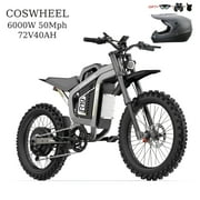 6000W Peak Motor COSWHEEL R19 Electric Bike for adult,72V40Ah battary 124 Miles Range,3000W Rated 50MPH Max Speed,, Hydraulic Brakes, Off-Road 19"all terrain tire UL2849