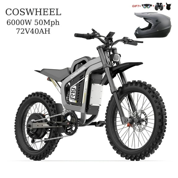 6000W Peak Motor COSWHEEL R19 Electric Bike for adult,72V40Ah battary 124 Miles Range,3000W Rated 50MPH Max Speed,, Hydraulic Brakes, Off-Road 19"all terrain tire UL2849