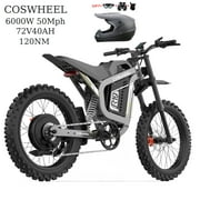 6000W Peak Motor COSWHEEL R19 Electric Bike for adult,72V40Ah battary 124 Miles Range, 3000W Rated 50MPH Max Speed,, Hydraulic Brakes, Off-Road 19" all terrain tire UL2849
