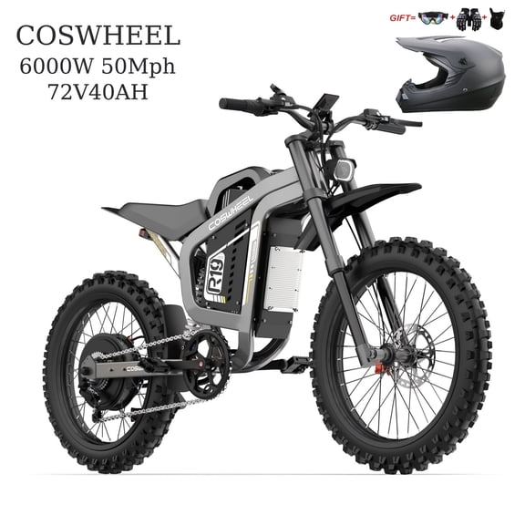 6000W Peak Motor COSWHEEL R19 Electric Bike for adult,72V40Ah battary 124 Miles Range E-Bike,3000W Rated 50MPH Max Speed,, Hydraulic Brakes, Off-Road 19" tire UL2849