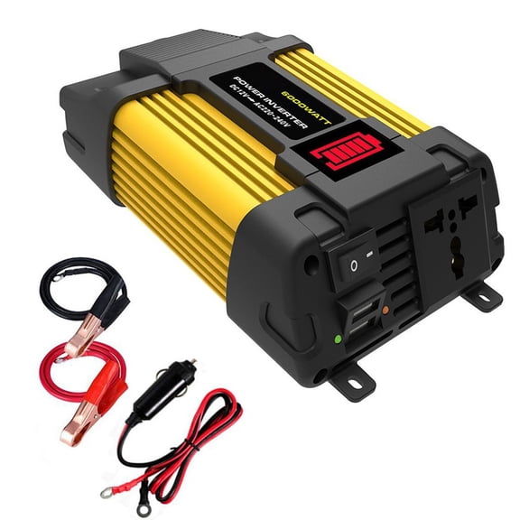 6000W Power Inverter 12V to 110/220V AC with LED Battery Display for Car Truck RV Boat for Camping Use Yellow Black(220V)