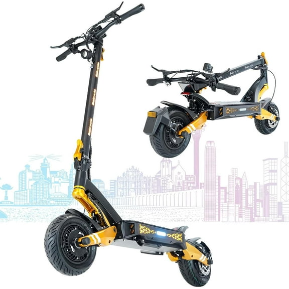 6000W Power Motor Electric Scooter for Adults, 45 MPH Max Speed, 45 Mile Long Range, 50Max Slope, 50V/ 23AH Large Capacity Battery, 10" Off-Road Tires, Foldable Design & UL Safety Certified