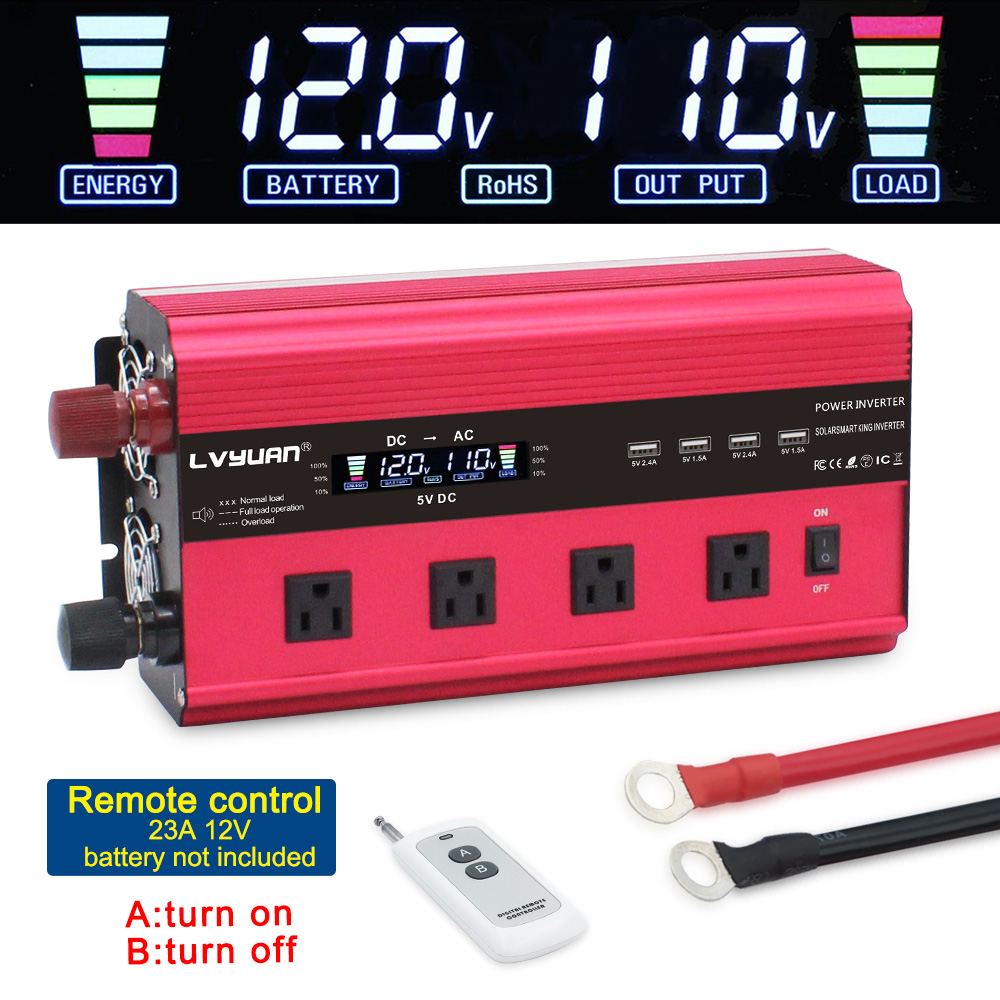 6000W Pure Sine Wave Inverter 12V 110V DC 12v/24v To AC 110v Voltage Converter Car Solar Power Inverter