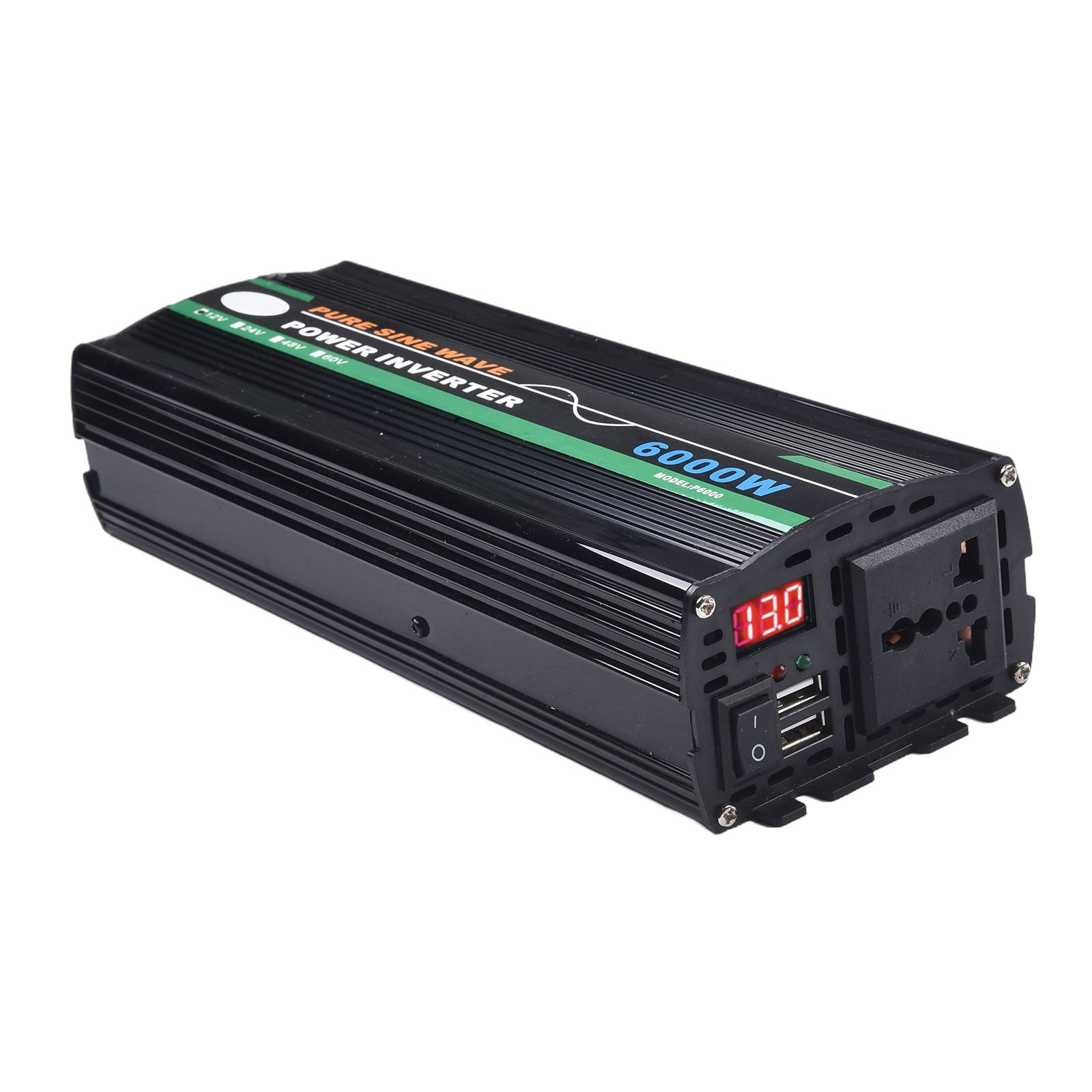 6000W Pure Sine Wave Power Inverter DC 12V/24V to AC 220V Converter