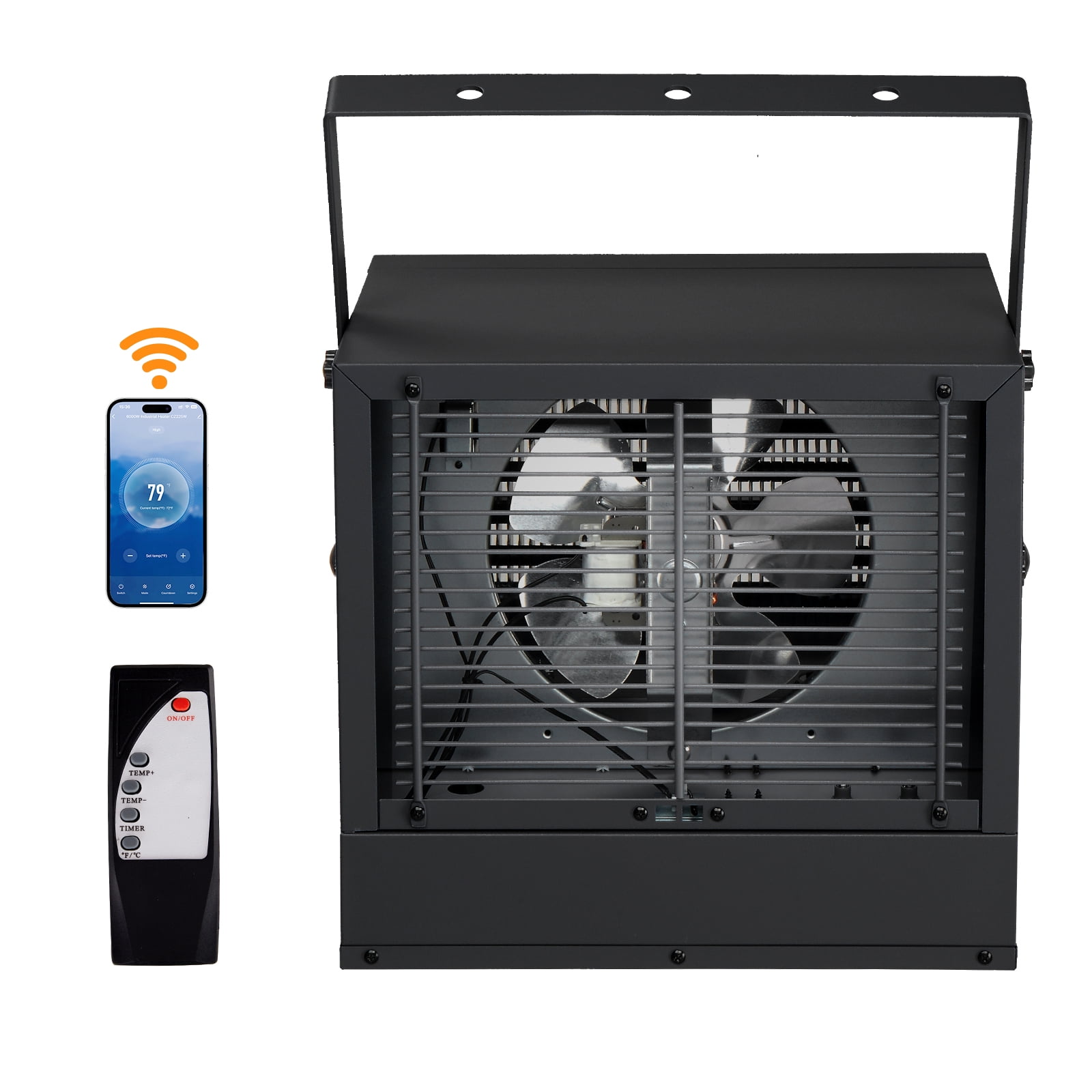 Remote Ontroll 6000W WiFi Smart Electric Garage Heater, 240-Volt Hard-Wired Ceiling ...