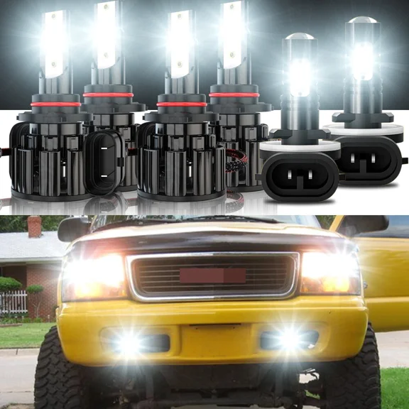 6000k Combo LED Headlights Hi/Lo + Fog Light Bulbs Kit For GMC Sonoma 1998-2004