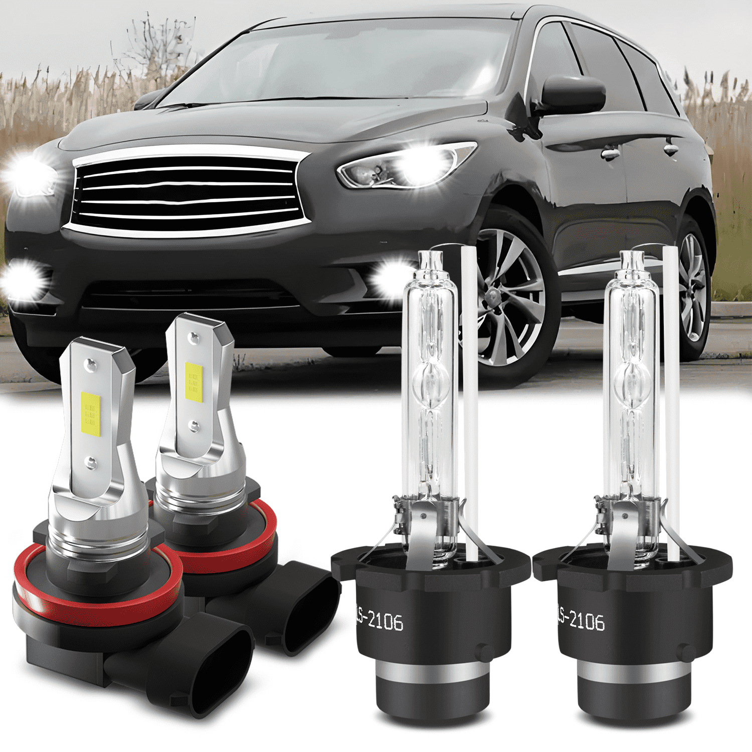 6000k Front HID Headlight Bulb Fog Light for Infiniti JX35 2013 Low &High Beam Stock Qty 2