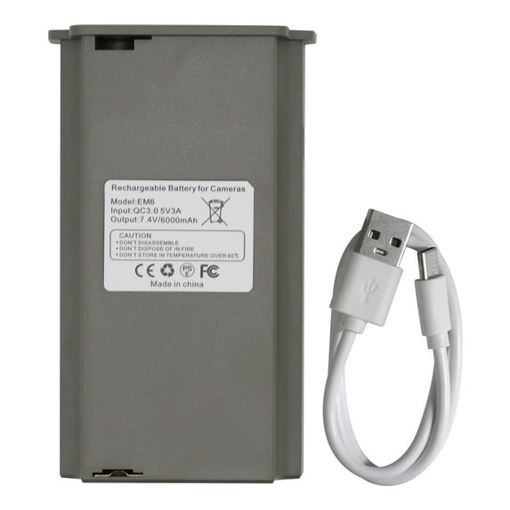 6000mAh EM6 Battery With Type-C Cable For Tactacm Reveal Hunting Camera Reveal X, Reveal X Gen 2.0, Reveal XB, Reveal X Pro, Reveal SK