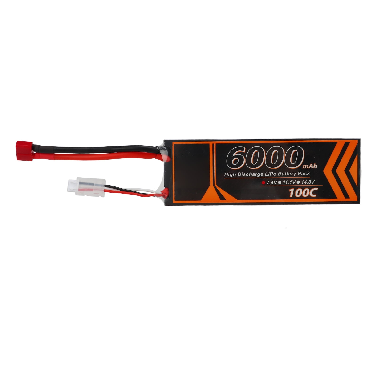6000mAh Lipo Battery 100C Discharge Rate 7.4V 2S T Shape Red Plug RC