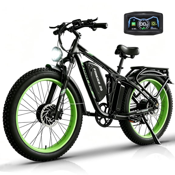 5000w Dual Motor E-Bike 60V Electric Bike for Adults,40 MiIe P-Hour Full Suspension Hydraulic Disc Brakes EBike,26x4 Fat Tires Mountain Bikes for All Terrain Snow/Sand