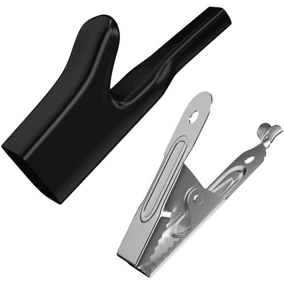 60027 Crocodile Clip for Automotive Battery Use Iron Contact Nickel Plated 1000V 50A Rating Welded Joint PVC Insulated Body (Black)