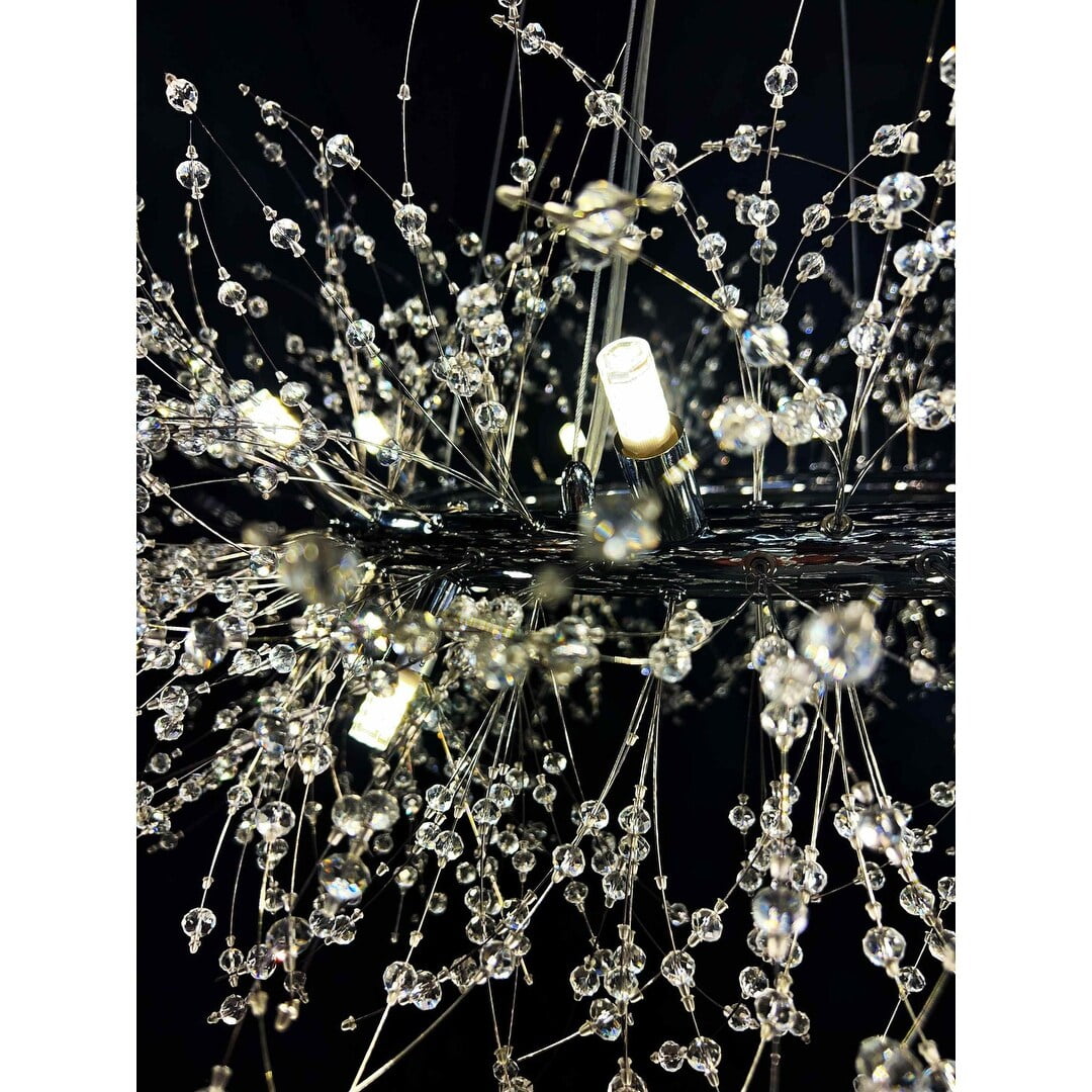 Silver Crystal Firework Starburst Pendant Chandelier, 38"
