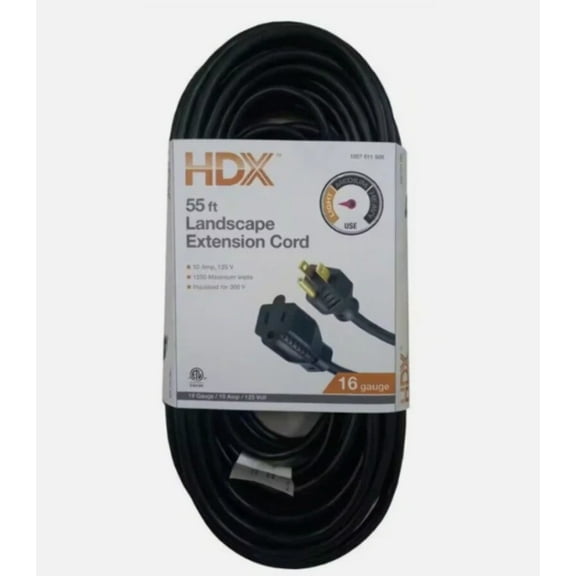 60055HDX 16 Gauge 55' Black 1 Outlet Outdoor Extension Cord