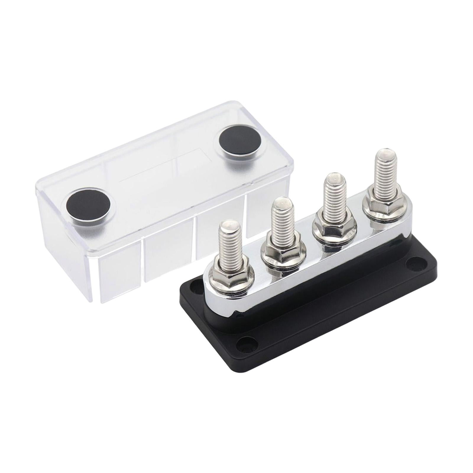 600A Bus Bar Power Distribution Block 4x 3/8inch Terminal Screws Heavy Duty with Black