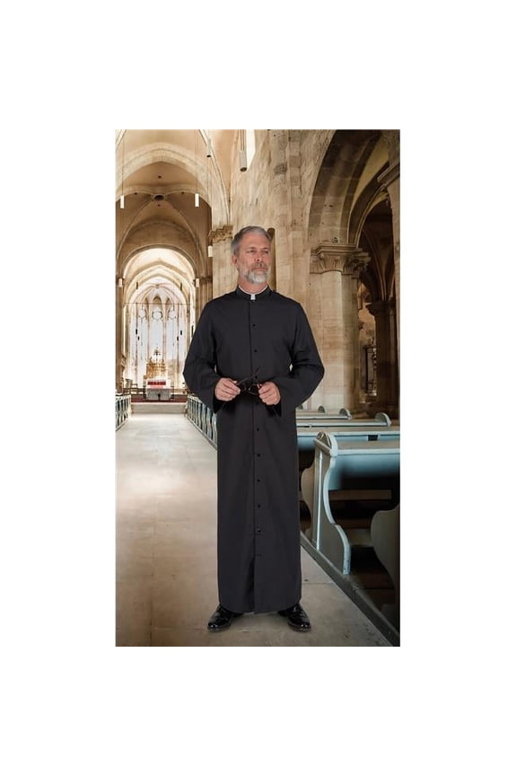 600BLK-19FX Priest & Adult Server Cassock, Black - 19 in.