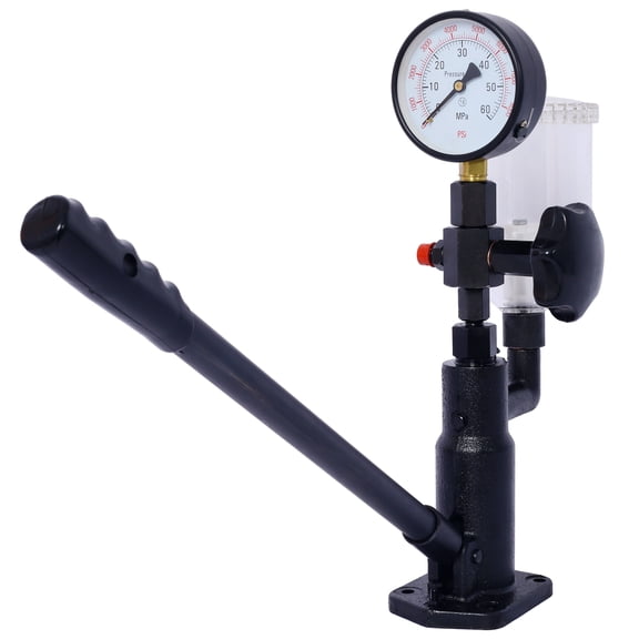 600Bar 8000PSI Diesel Fuel Injector Tester with Dual Scale Gauge Adjustable Hand Wheel for Injector Nozzle Pressure Testing and Diesel Injector Calibration