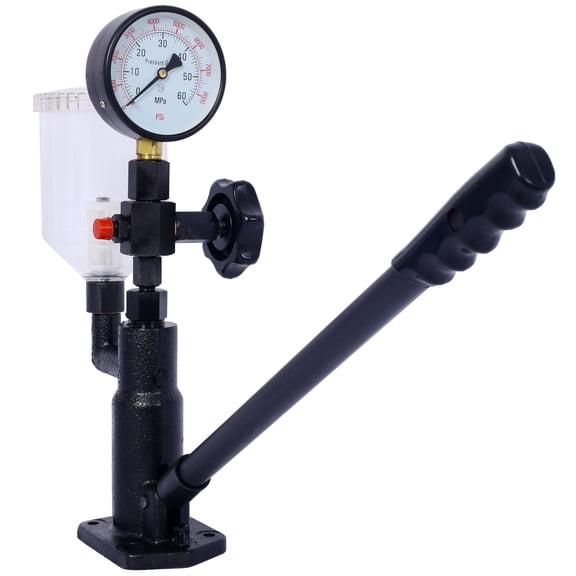 600Bar 8000PSI Diesel Fuel Injector Tester with Dual Scale Gauge for Adjusting Injector Nozzle Pressure and Testing Diesel Injector - Cast Iron Construction, 0.8L Fuel Cup, Complete Accessory Kit