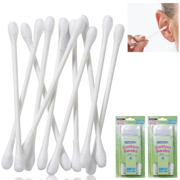 600Ct Cotton Swabs Double Round Tipped Stick Applicator White Sticks Ears Makeup