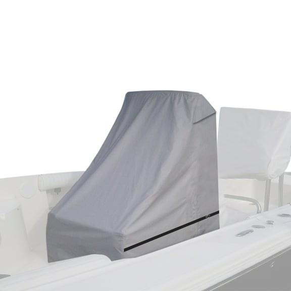 600D Fade and Tear Resistant Boat Center Console Cover,Heavy-Duty Waterproof and UV Protection Trailerable Boat Console Cover with Windproof Strap, Grey (Large Size up to 40" L 46" W 45" H)