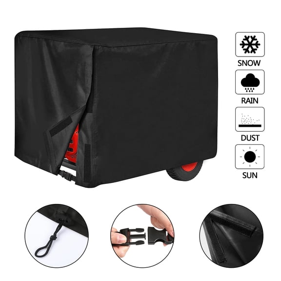 600D Heavy Duty Waterproof Generator Cover Fits 5500-15000 Watt Generators Black 38 x 28 x 30 Inches Weather-Resistant & Adjustable UV Protection Outdoor Equipment Cover