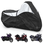 600D Motorcycle Cover, Heavy Duty Waterproof Motorcycle Covers Outdoor Storage with Lock-Holes Compatible with Harley Davidson, Honda, Suzuki, Yamaha 96"-XXL