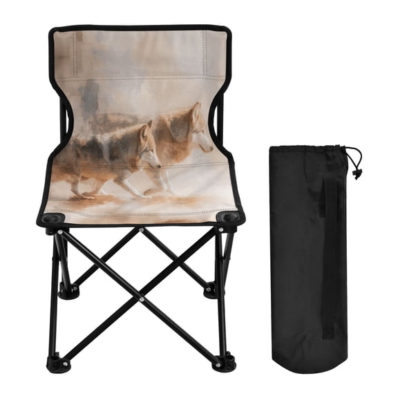 600D Oxford Camping Chair Portable Foldable Chair Supports 220 lbs for Picnic, Fishing, Backpacking Abstract Wild Animals