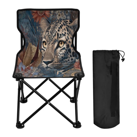 600D Oxford Camping Chair Portable Foldable Chair Supports 220 lbs for Picnic, Fishing, Backpacking Attractive Tiger Head