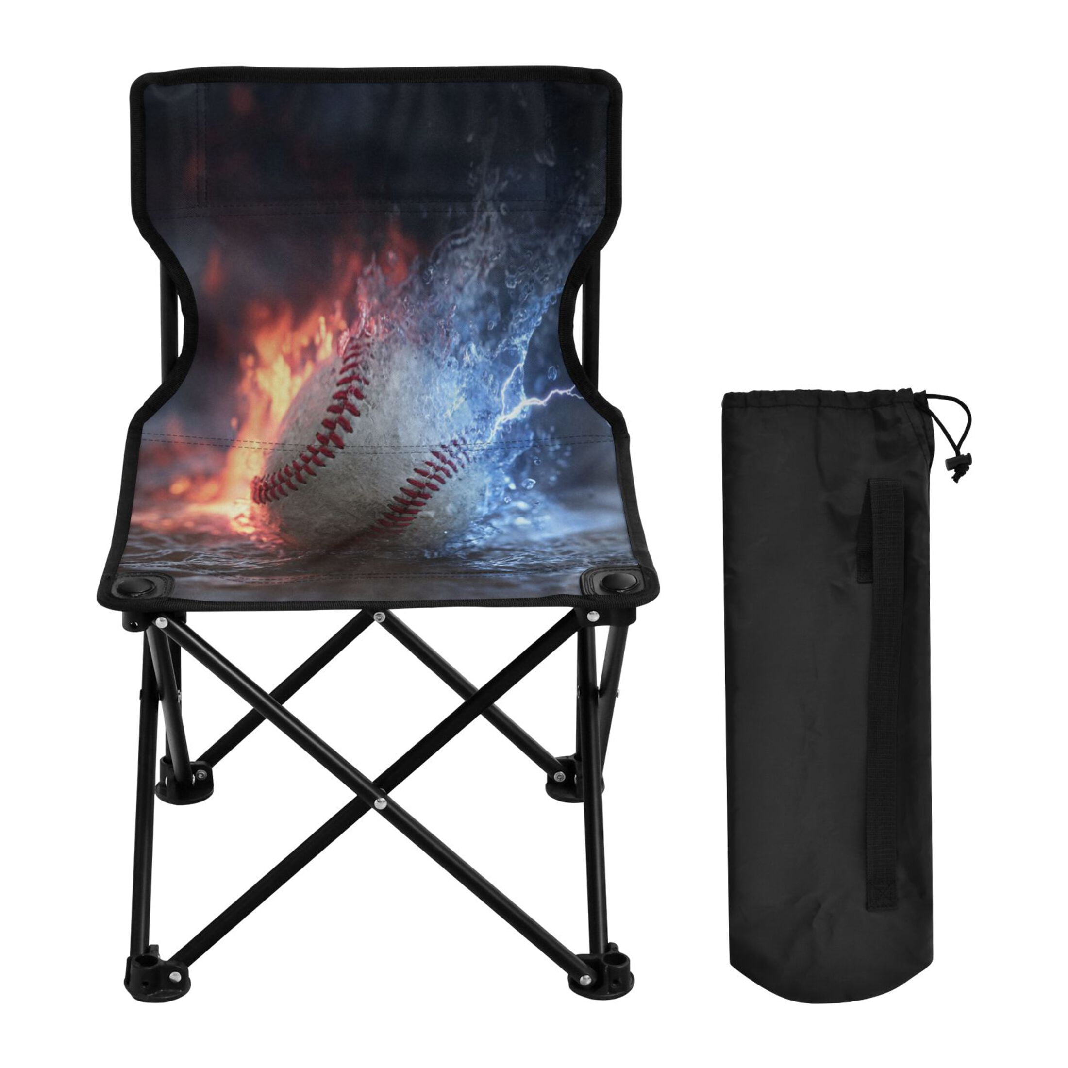 600D Oxford Camping Chair Portable Foldable Chair Supports 220 lbs for Picnic, Fishing, Backpacking Baseball with Water and Fire