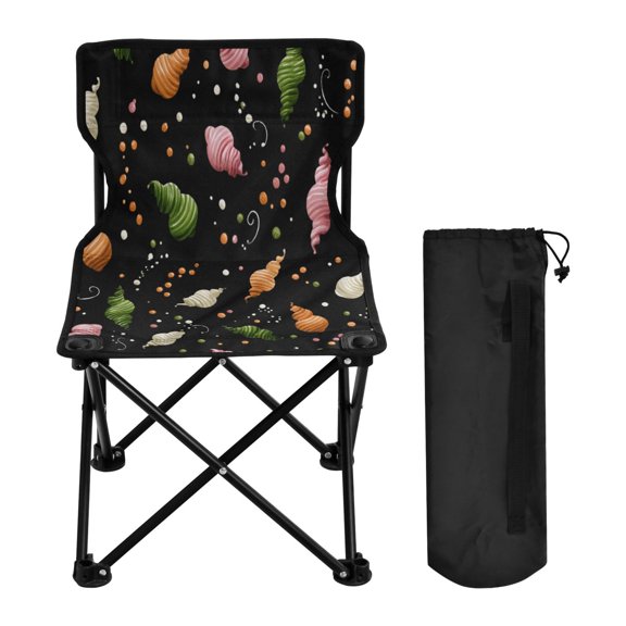 600D Oxford Camping Chair Portable Foldable Chair Supports 220 lbs for Picnic, Fishing, Backpacking Colorful Swirl-shaped Candies