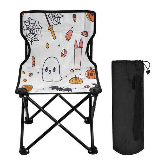 600D Oxford Camping Chair Portable Foldable Chair Supports 220 lbs for Picnic, Fishing, Backpacking Cute Cartoon Halloween Elements