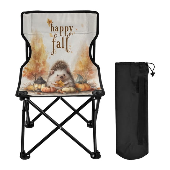 600D Oxford Camping Chair Portable Foldable Chair Supports 220 lbs for Picnic, Fishing, Backpacking Cute Little Hedgehog