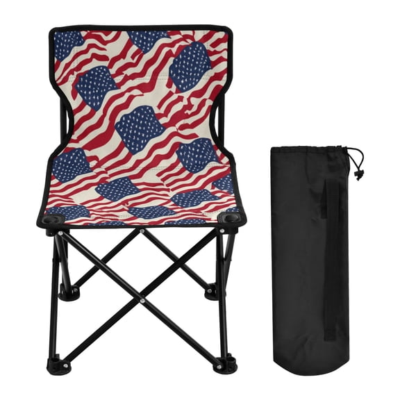 600D Oxford Camping Chair Portable Foldable Chair Supports 220 lbs for Picnic, Fishing, Backpacking Flags Abstract Design